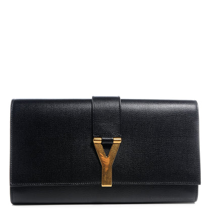 Saint Laurent Textured Leather ChYc Clutch Black 1 of 6