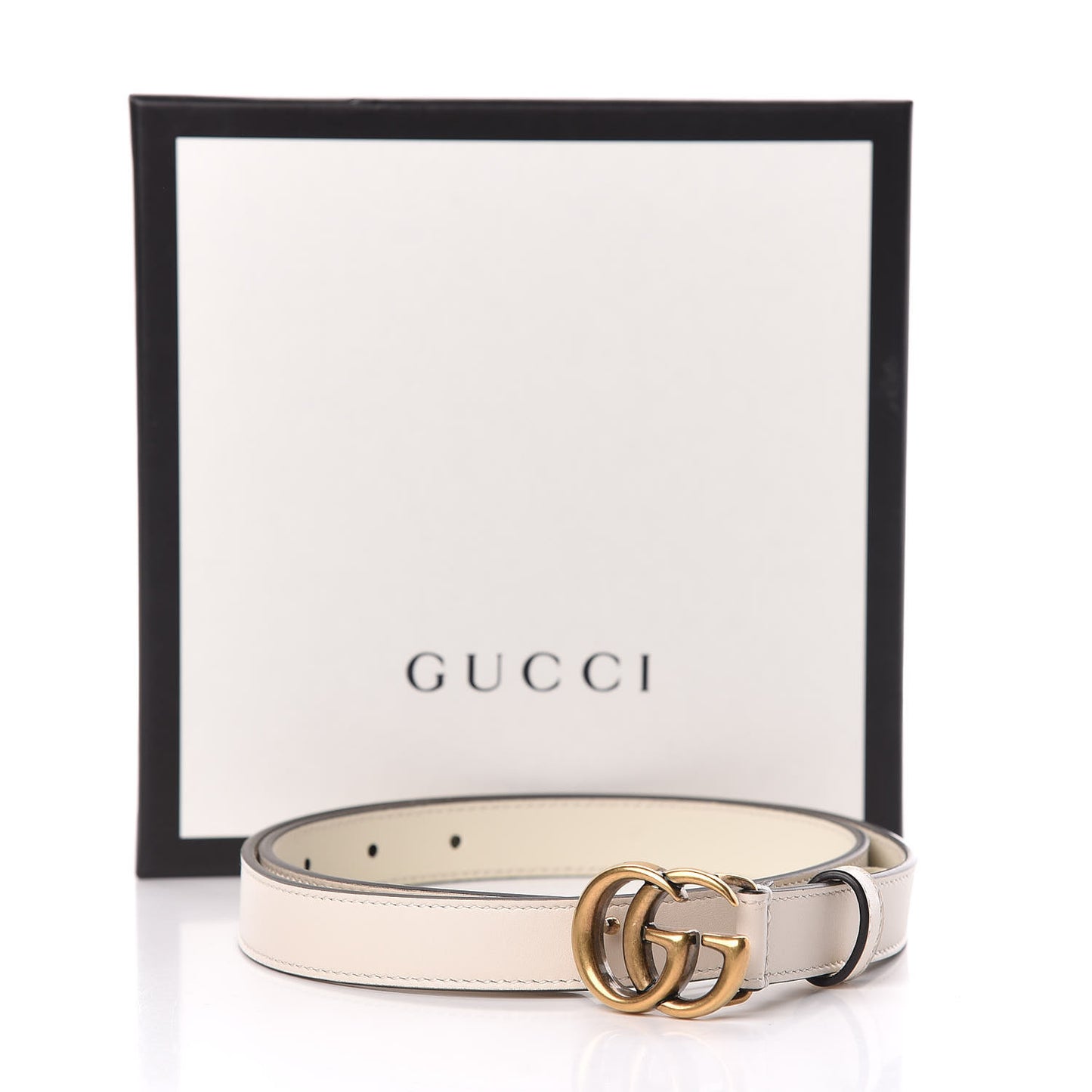 Calfskin Double G 20mm Belt 80 32 Mystic White