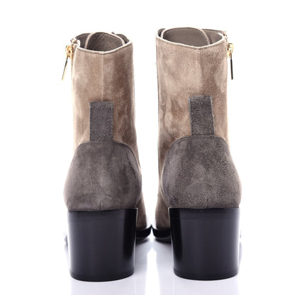 Chanel Suede Calfskin CC Lace Up Short Boots 39.5 Light Beige 7 of 10