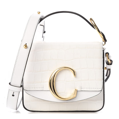 Chloe Calfskin Crocodile Embossed Mini C Double Carry Brilliant White 1 of 8