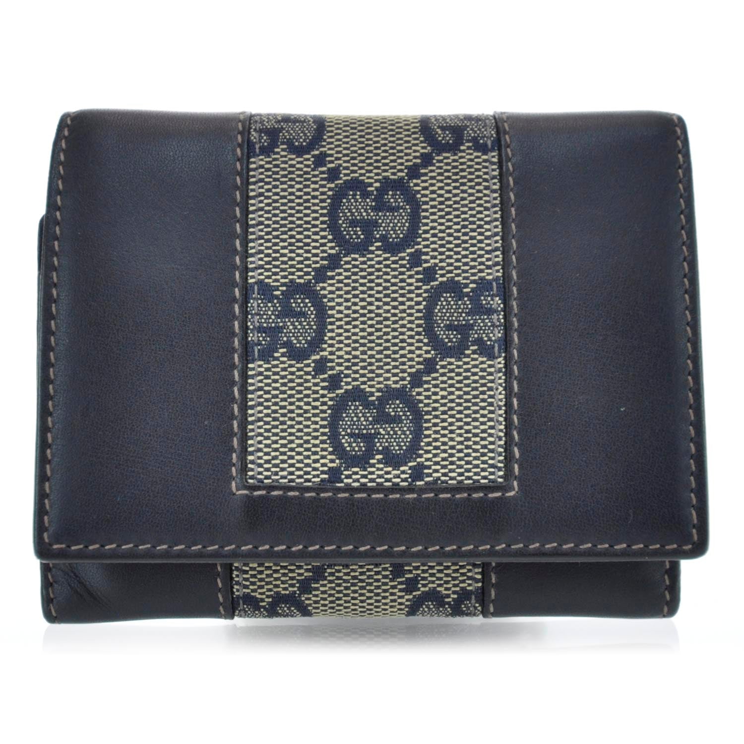 Gucci Monogram Web Compact Wallet Navy 1 of 10