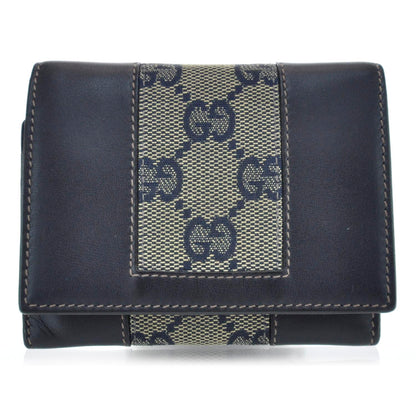 Gucci Monogram Web Compact Wallet Navy 1 of 10