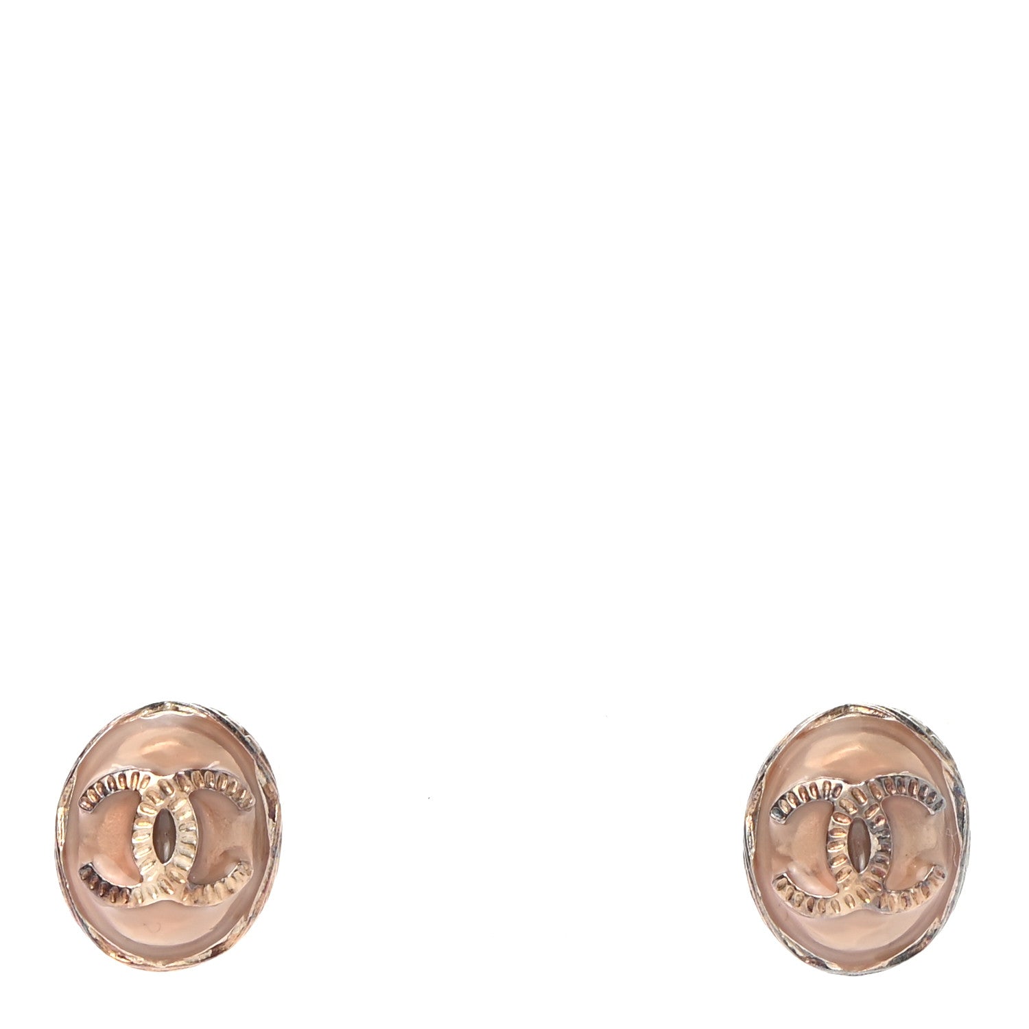Chanel Resin CC Earrings Pink Gold 1 of 5