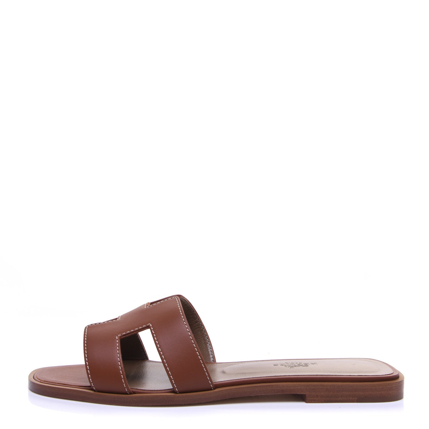 Hermes Box Calfskin Oran Sandals 38 Gold 1 of 11
