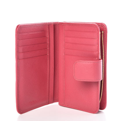 Prada Saffiano Compact Wallet Peonia 6 of 7