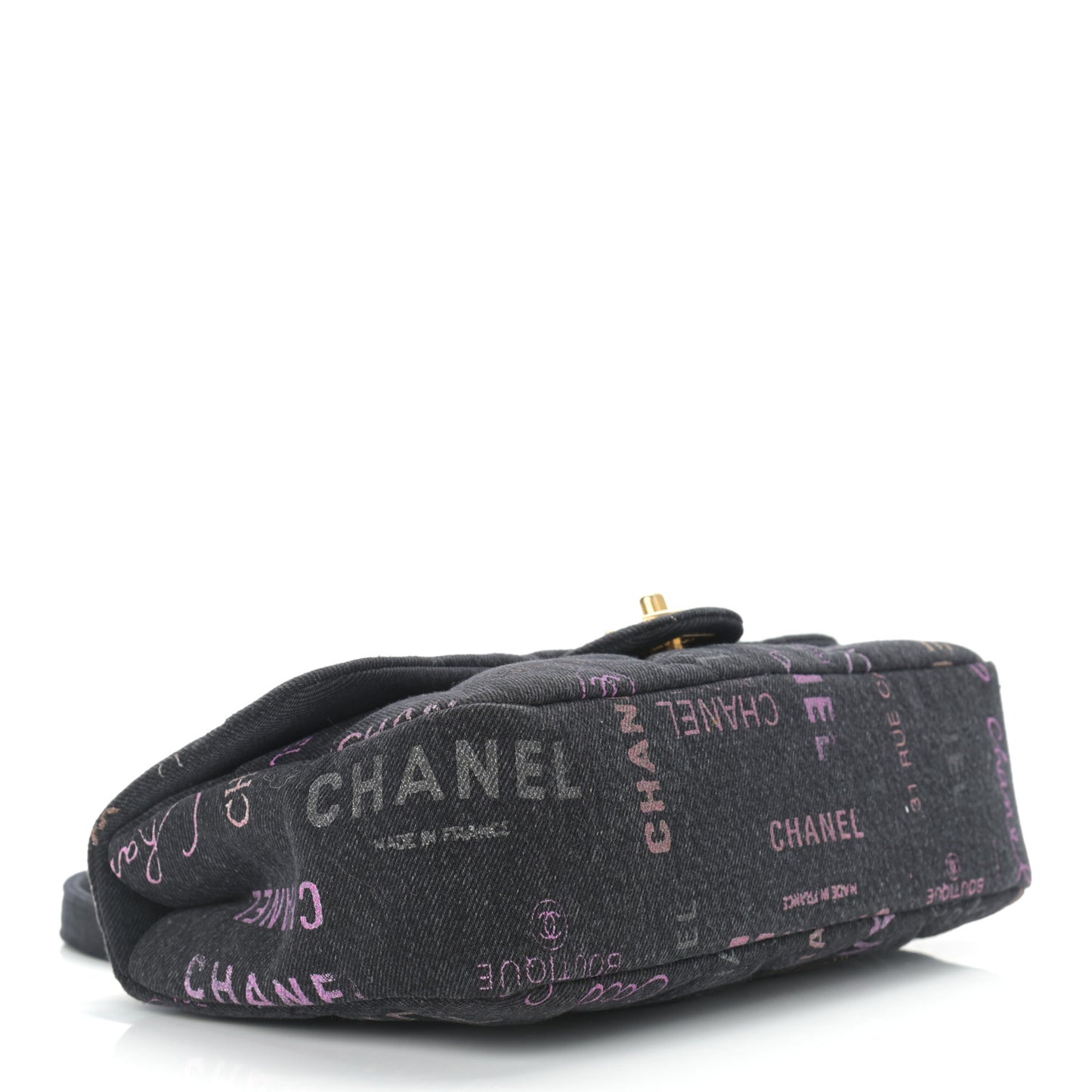 Denim Quilted Denim Mood Large Flap Black Multicolor