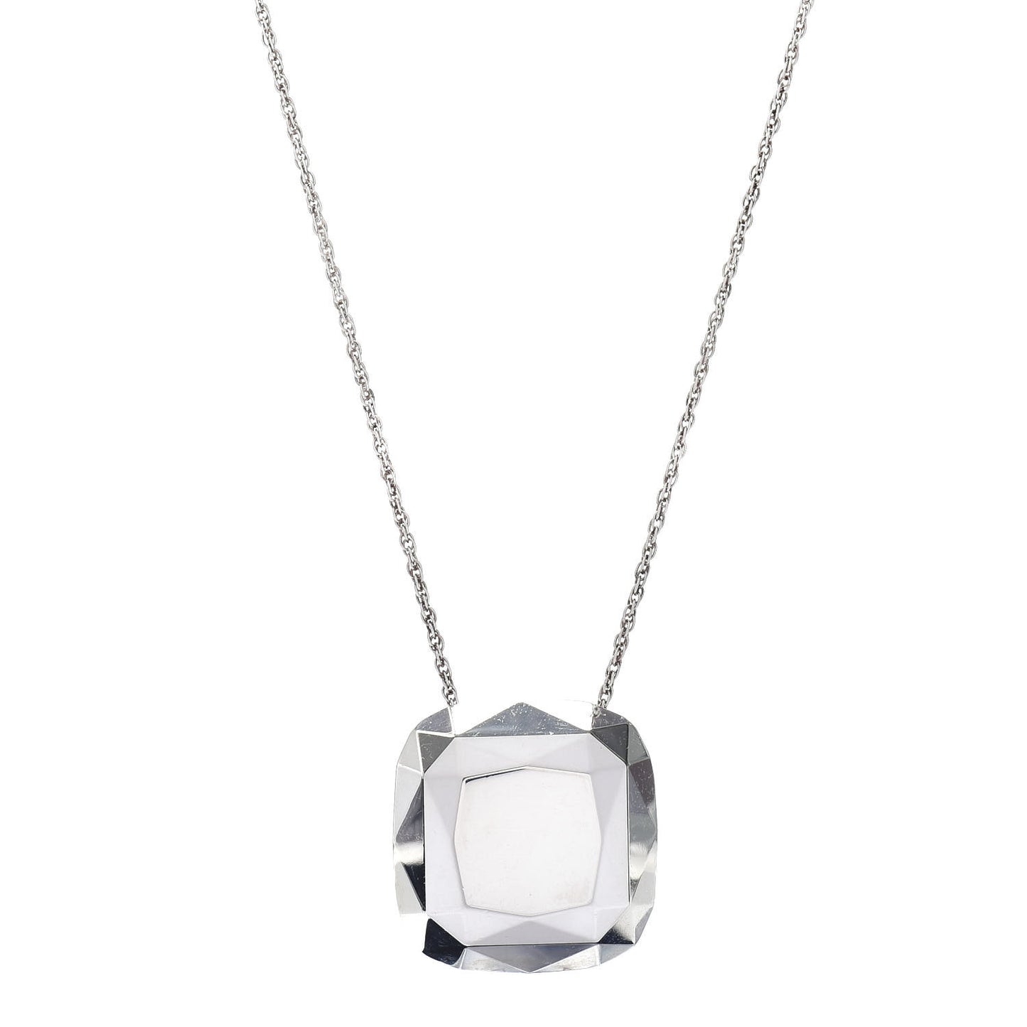 Sterling Silver Solid Elsa Peretti Diamond Shaped Pendant Necklace