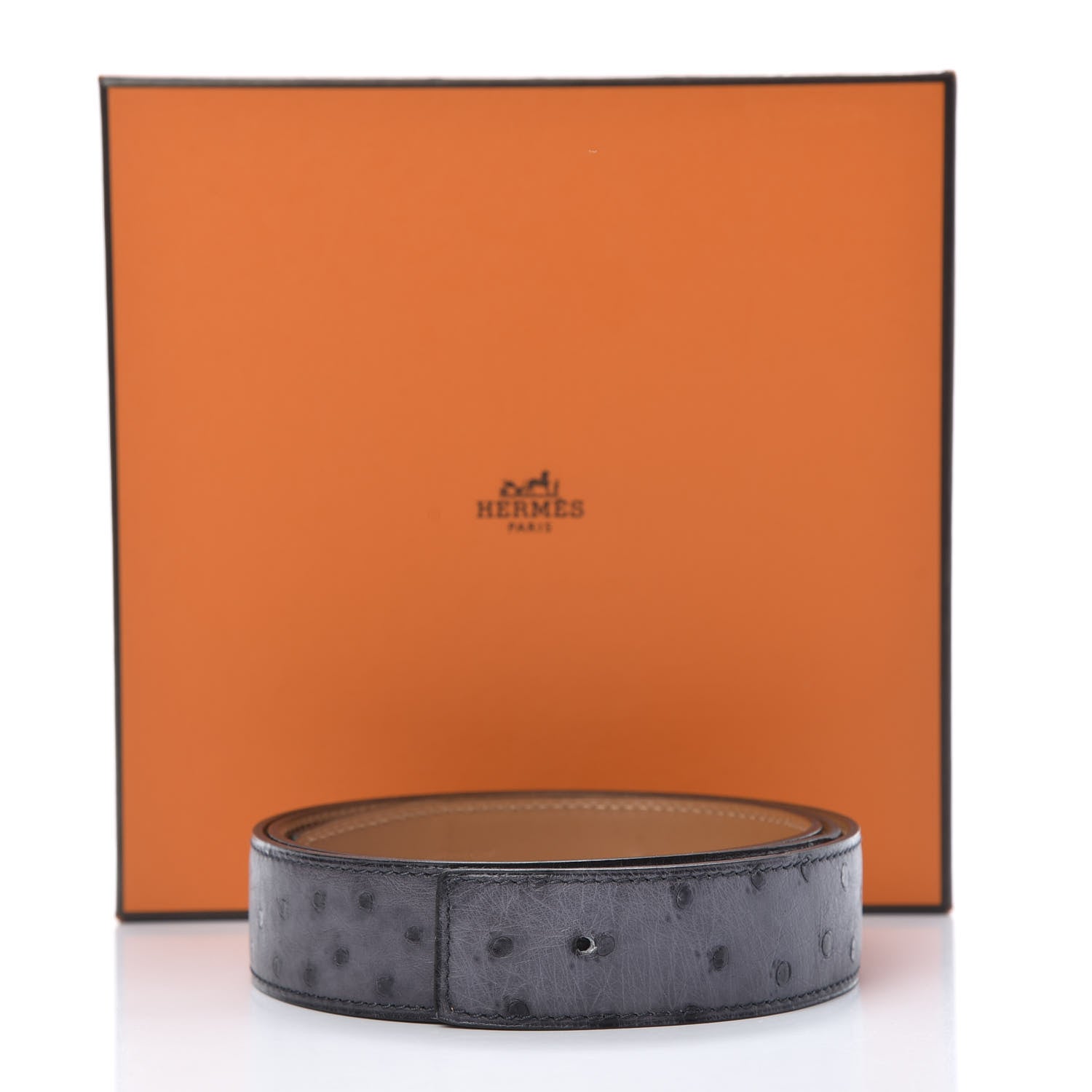 Hermes Ostrich 32mm Belt Strap 90 Gris Agate 7 of 7
