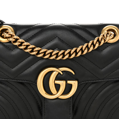 Gucci Calfskin Matelasse Mini GG Marmont Shoulder Bag Black 8 of 12