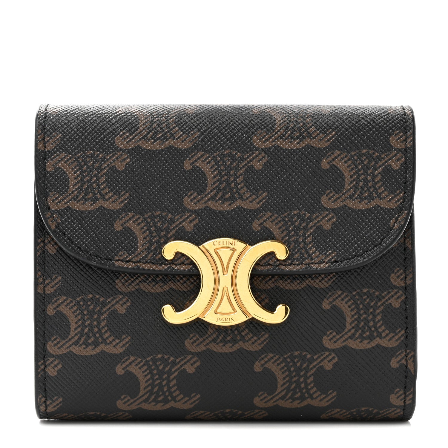 Celine Triomphe Canvas Small Triomphe Wallet Tan 1 of 9