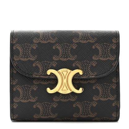 Celine Triomphe Canvas Small Triomphe Wallet Tan 1 of 9