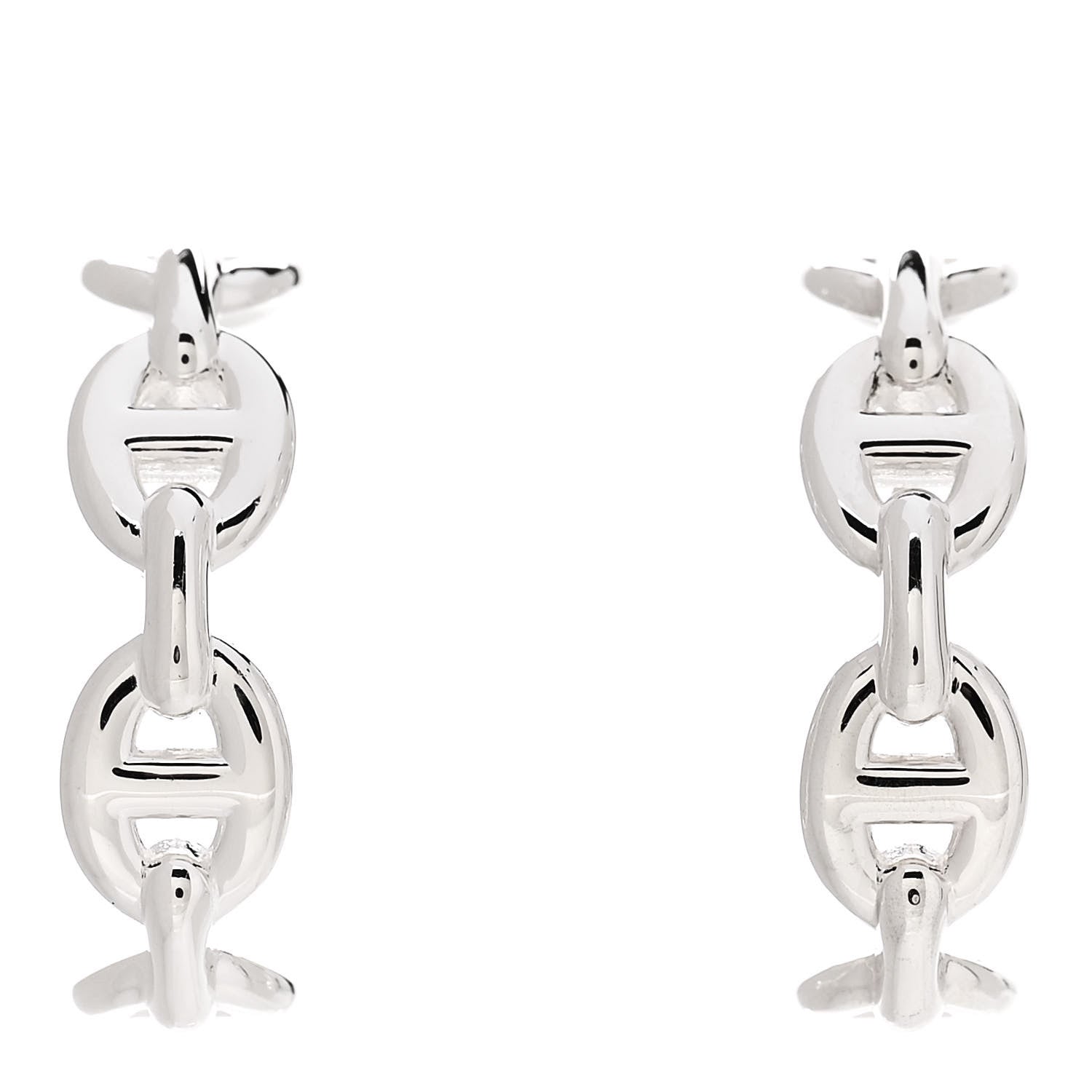 Hermes Sterling Silver Chaine D'Ancre Enchainee Climber Earrings 1 of 5