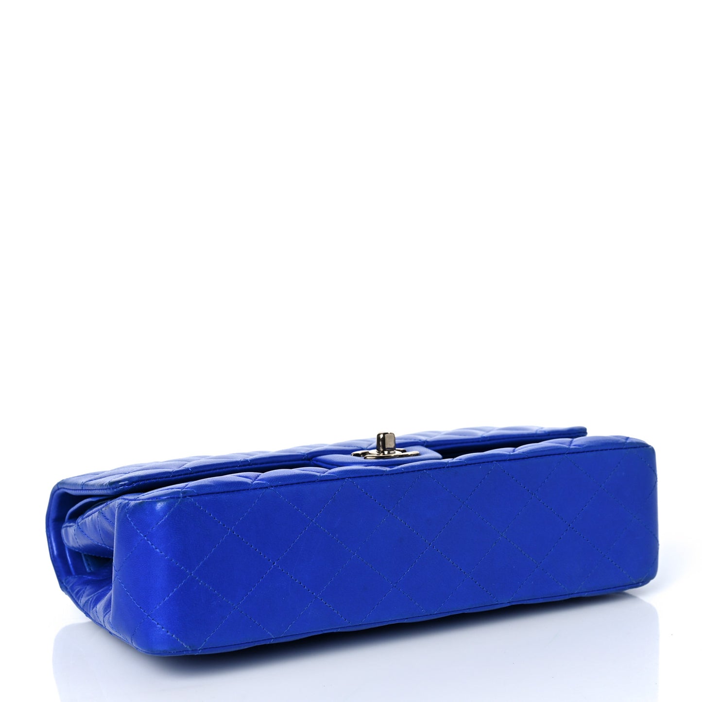 Lambskin Quilted Medium Double Flap Blue