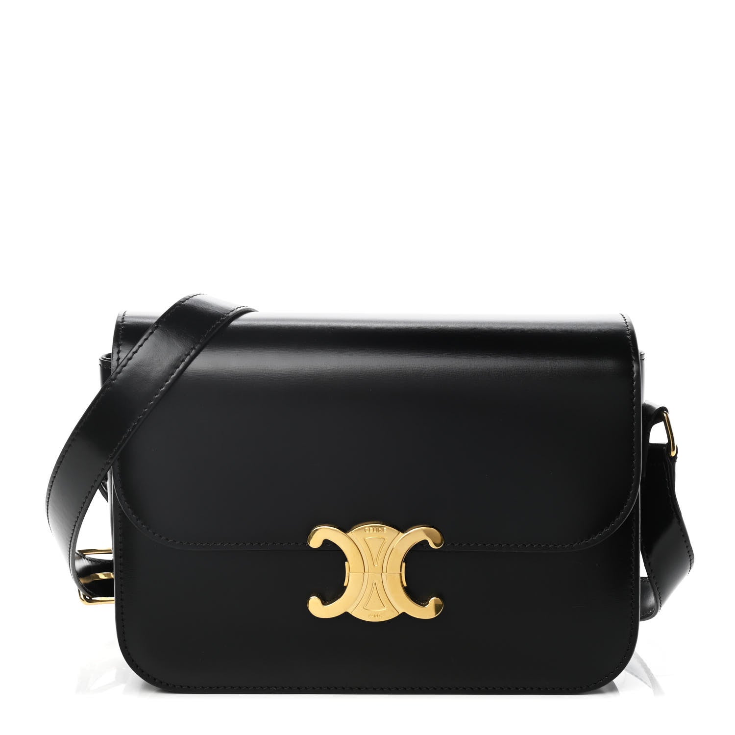 Celine Shiny Calfskin Medium Triomphe Black 1 of 13
