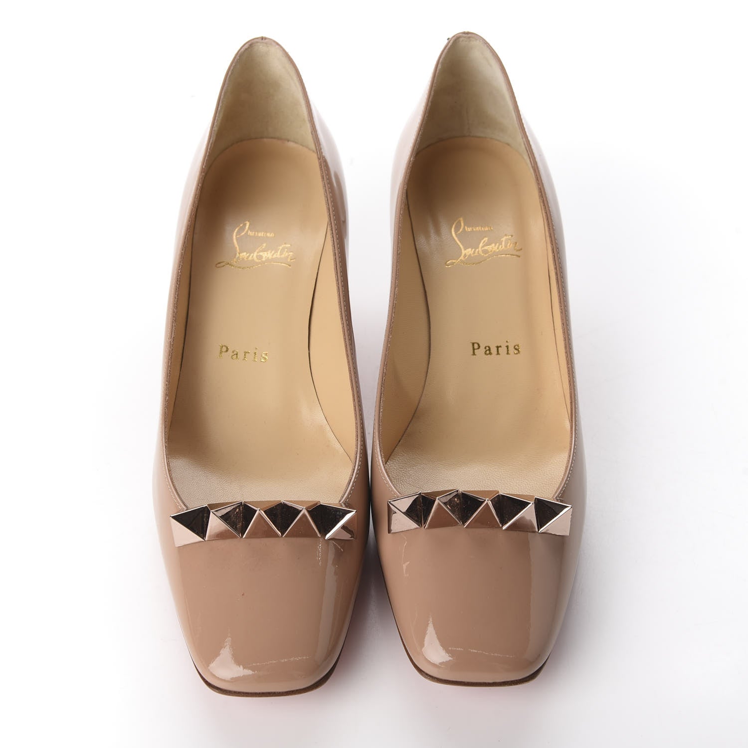 Christian Louboutin Patent Pyramidam 45 Pumps 40.5 Nude 6 of 9