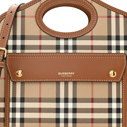 Burberry Smooth Calfskin Check Mini Pocket Bag Briar Brown 7 of 9