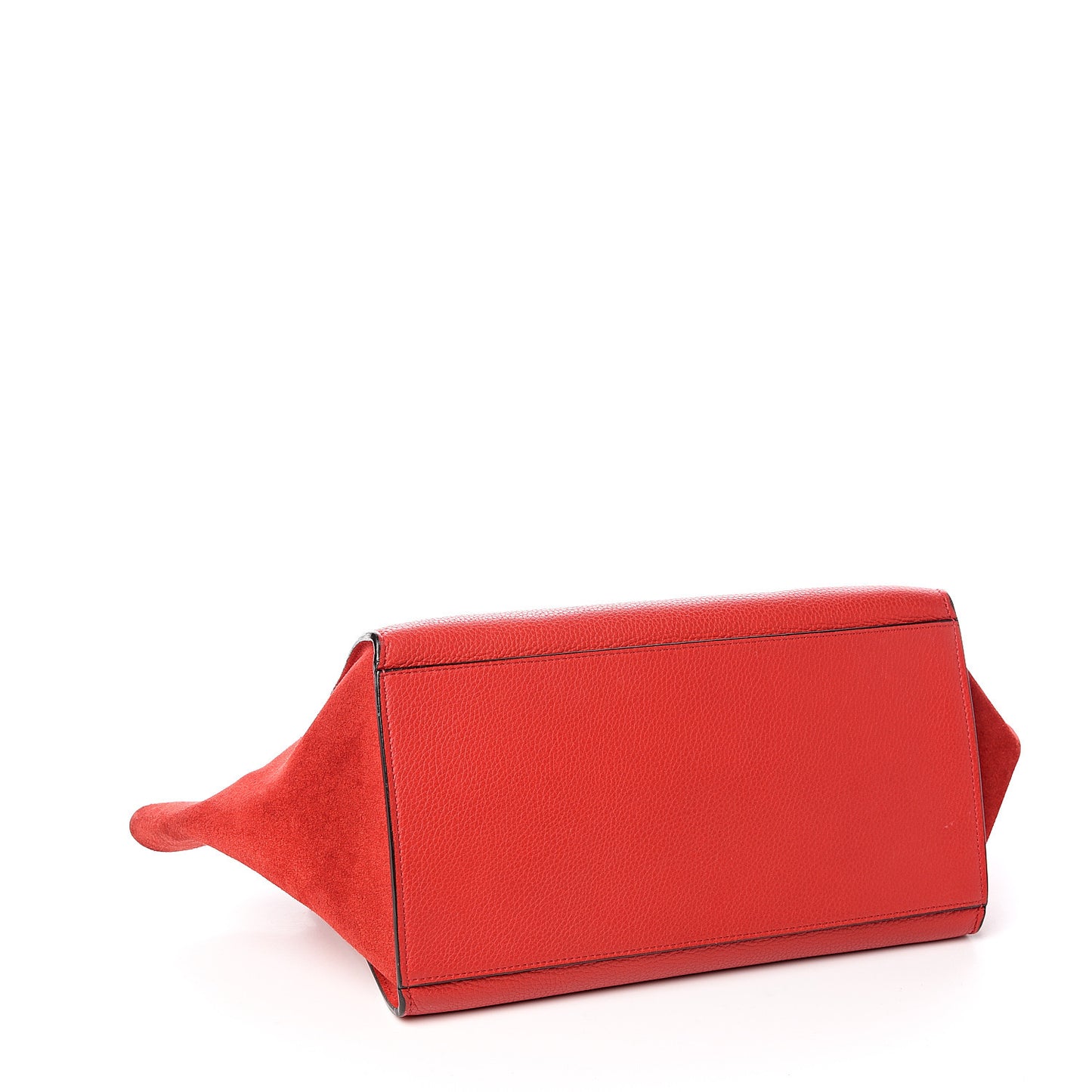 Drummed Calfskin Suede Small Trapeze Coquelicot