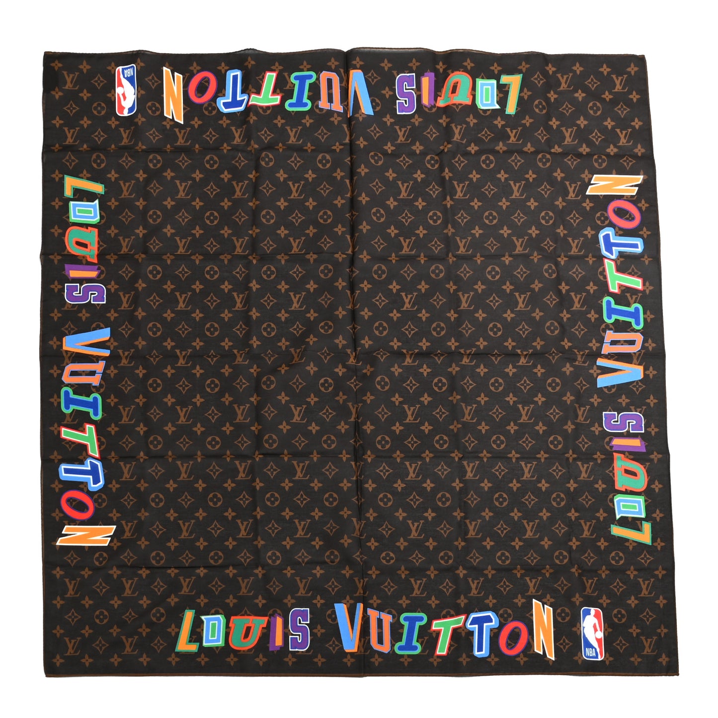 X NBA Cotton Silk Letters Mask Cover and Bandana Set Brown