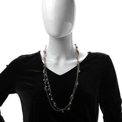 Chanel Resin Bead Pearl CC Necklace Blue Black Gold 2 of 5