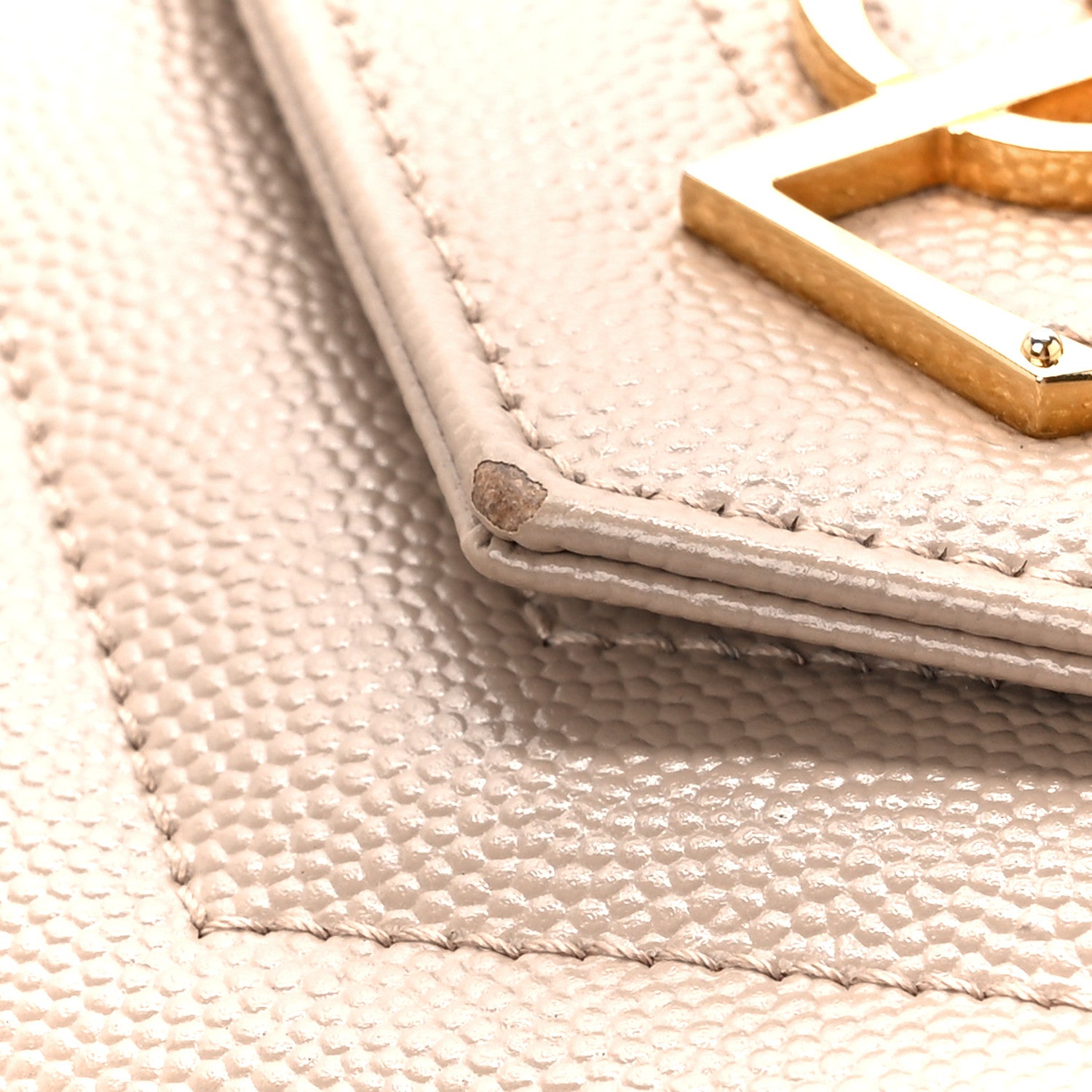 Saint Laurent Grain De Poudre Matelasse Chevron Monogram Chain Wallet Dark Beige 12 of 14