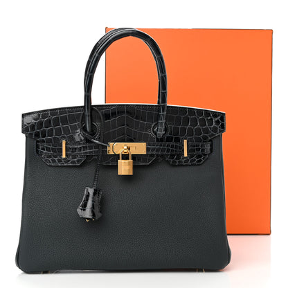 Hermes Togo Shiny Niloticus Crocodile Birkin Touch 30 Vert Rousseau 11 of 11