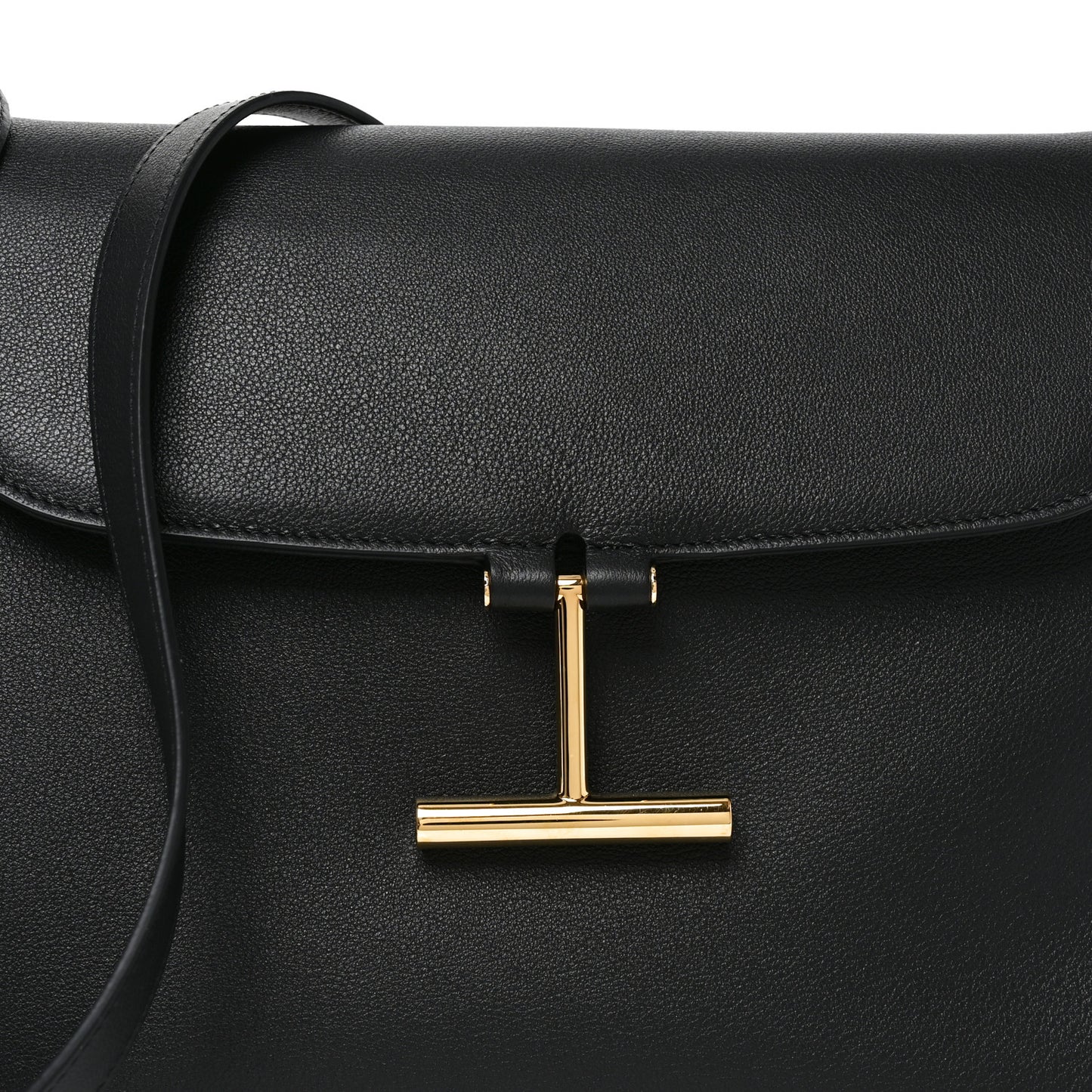 Natural Grain Calfskin Tara Medium Shoulder Bag Black