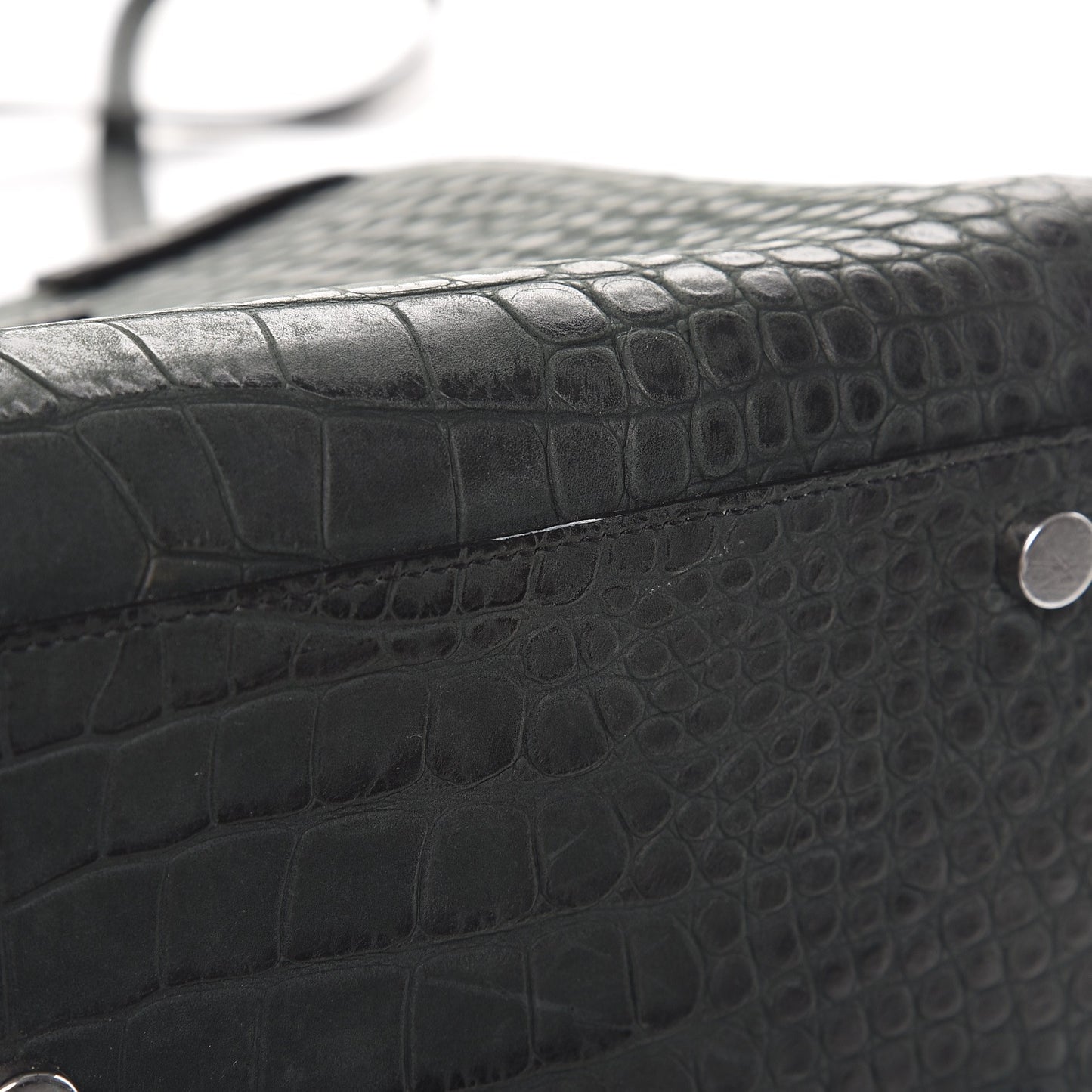 Calfskin Crocodile Embossed Small Sac de Jour Dusty Black