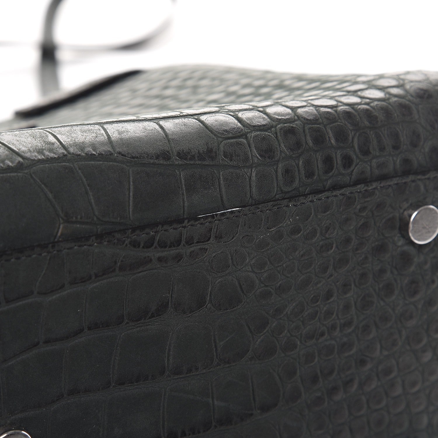 Saint Laurent Calfskin Crocodile Embossed Small Sac de Jour Dusty Black 12 of 14