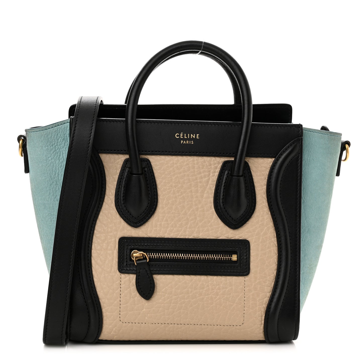 Drummed Calfskin Nano Tri-Color Luggage Antarctic