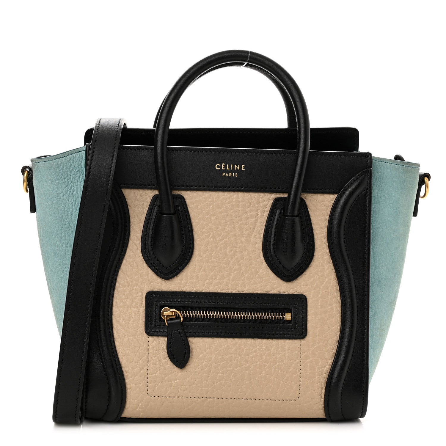 Celine Drummed Calfskin Nano Tri-Color Luggage Antarctic 1 of 15