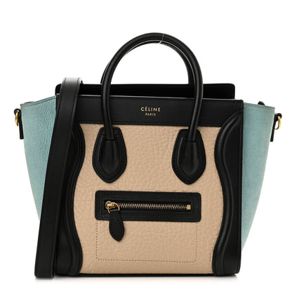 Celine Drummed Calfskin Nano Tri-Color Luggage Antarctic 1 of 15