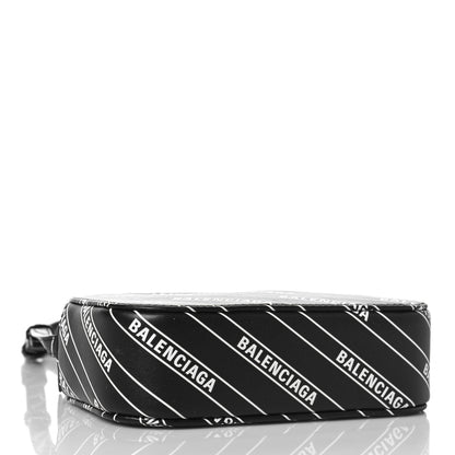 Balenciaga Calfskin Diagonal Allover Logo Print XS Everyday Camera Bag Black White 4 of 9