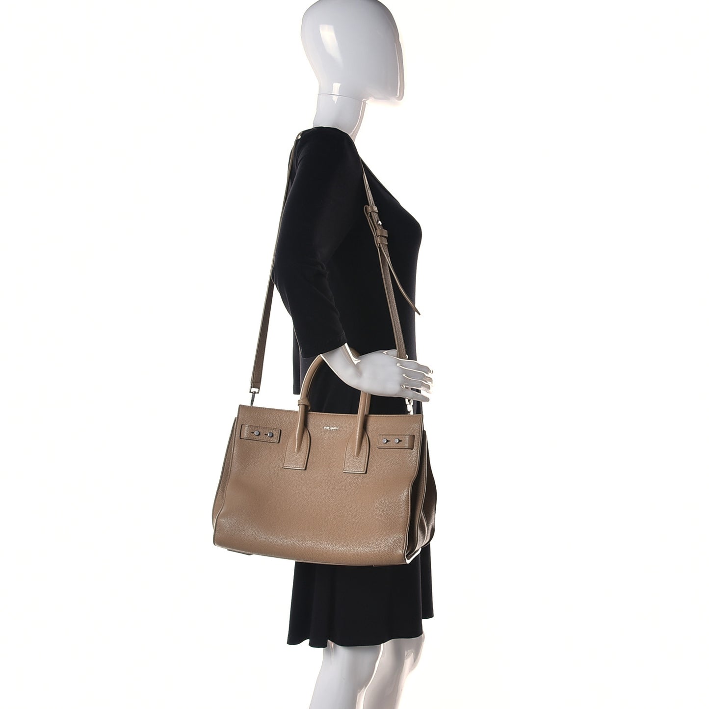 Grained Calfskin Small Supple Sac De Jour Dark Beige