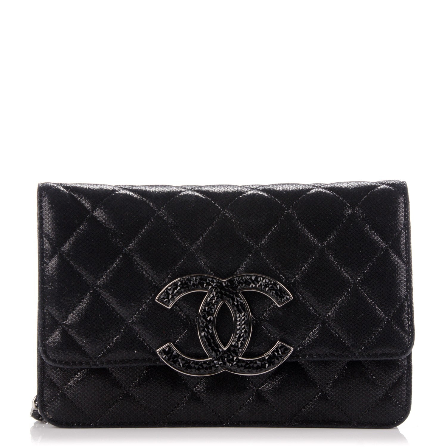 Chanel Iridescent Caviar Crystal Quilted Wallet On Chain WOC Black 1 of 9