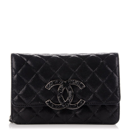Chanel Iridescent Caviar Crystal Quilted Wallet On Chain WOC Black 1 of 9