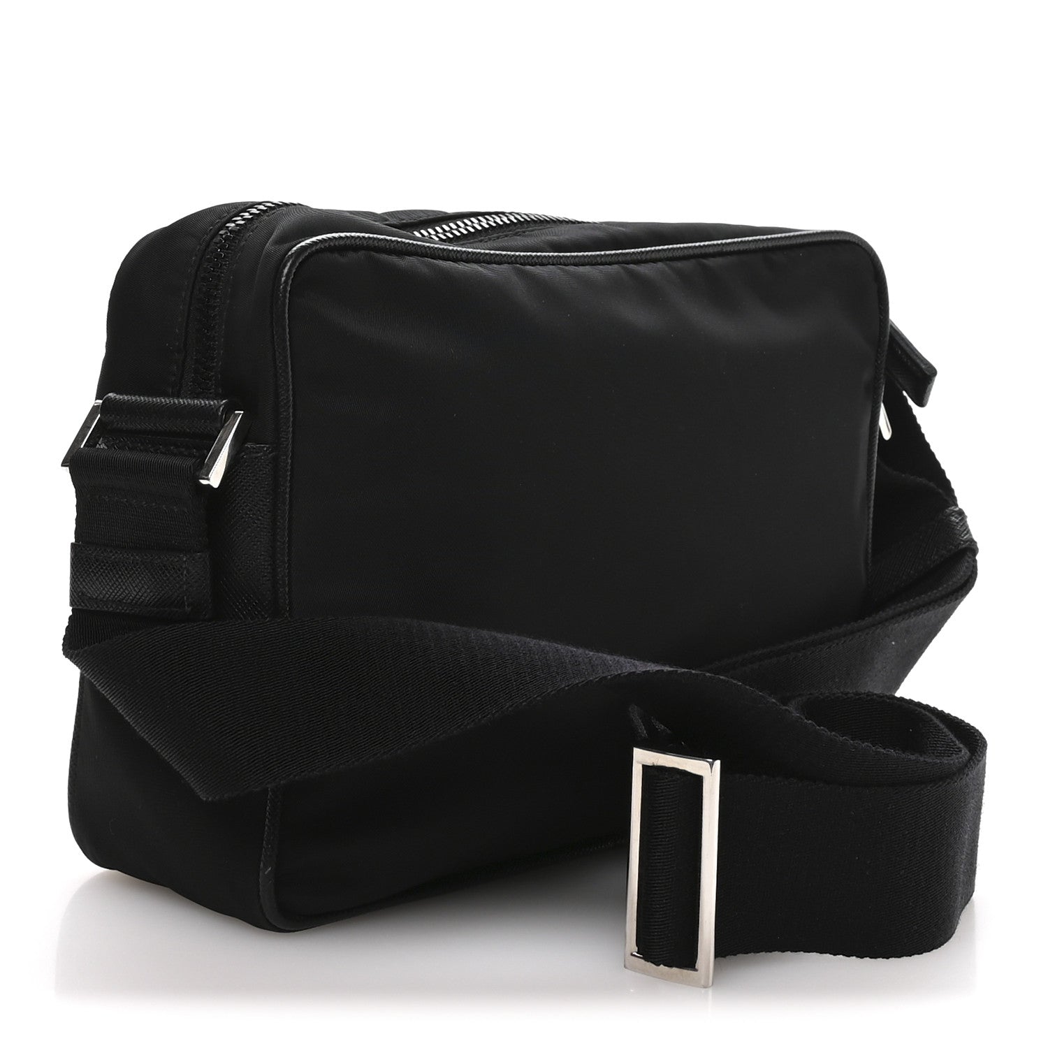 Prada Re-Nylon Vela Saffiano Pocket Double Zip Shoulder Bag Black 3 of 11