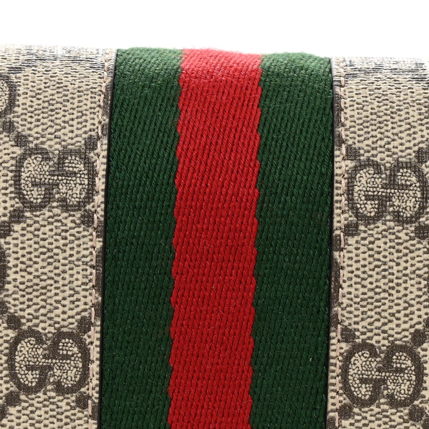 Gucci GG Supreme Monogram Textured Dollar Calfskin Web Mini Ophidia Flap Shoulder Bag Beige Ebony New Acero 8 of 11