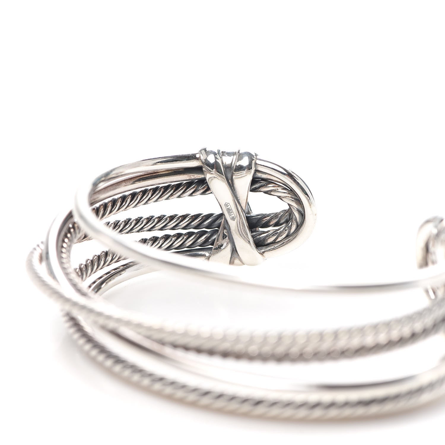David Yurman Sterling Silver Narrow Crossover Cuff Bracelet 5 of 6
