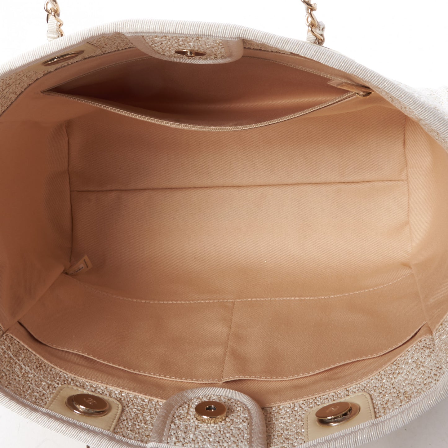 Lurex Boucle Small Deauville Tote White