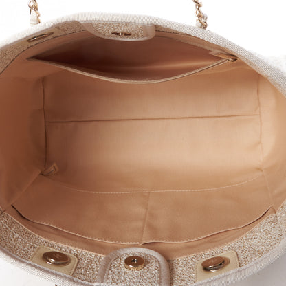 Chanel Lurex Boucle Small Deauville Tote White 4 of 10