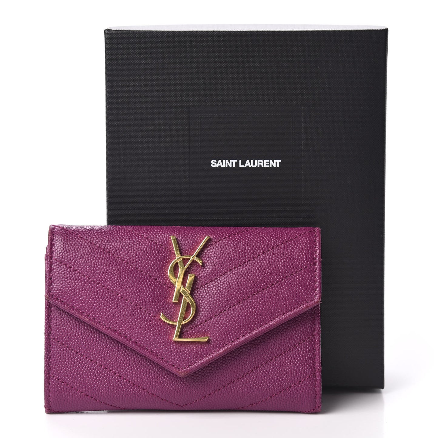 Grain De Poudre Matelasse Chevron Small Monogram Envelope Wallet Dark Grape