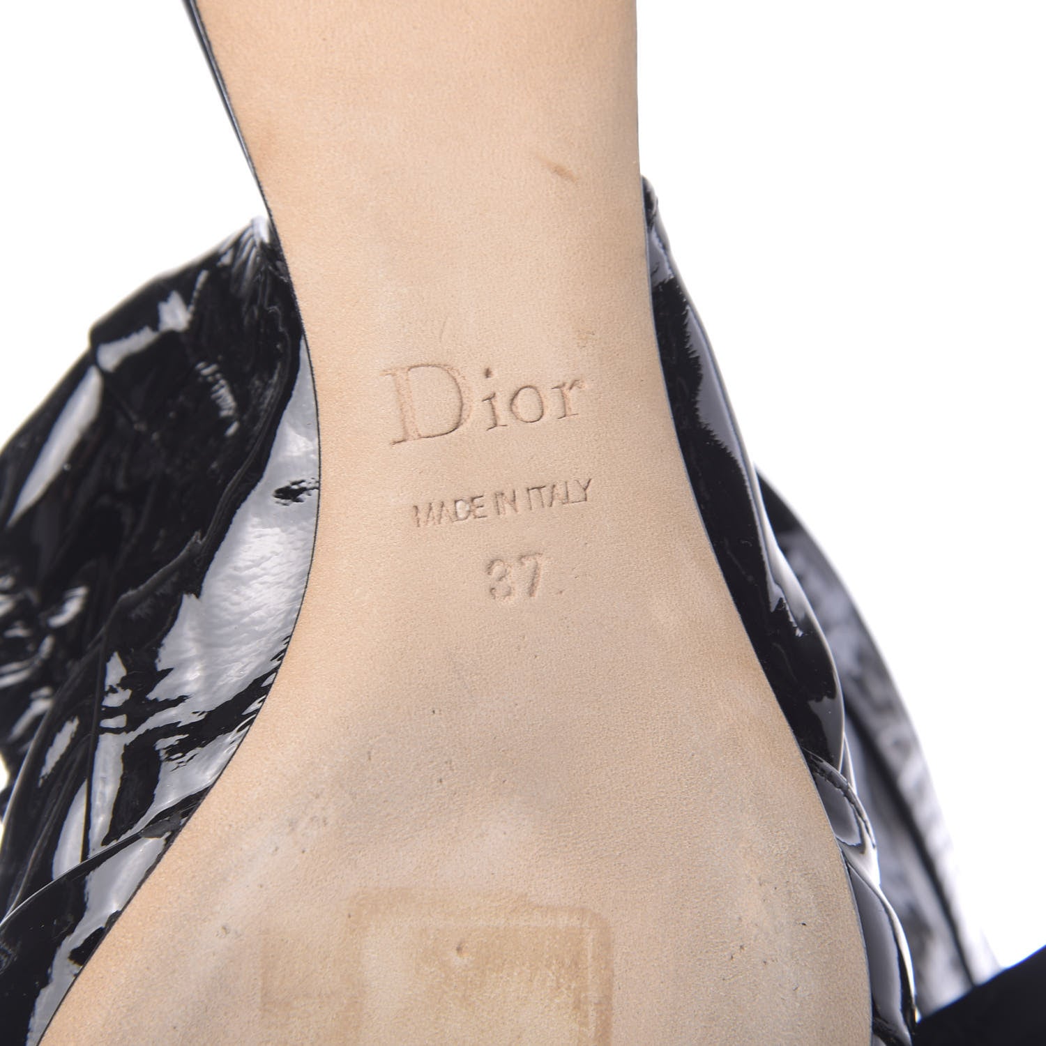 Christian Dior Patent Ankle Wrap Flats 37 Black 6 of 9