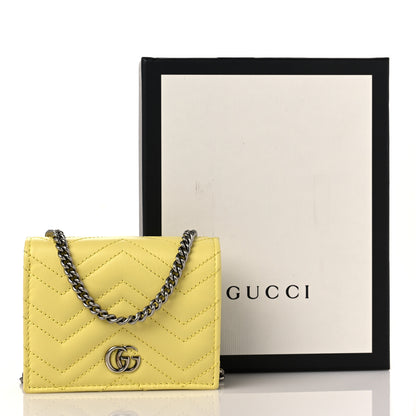 Gucci Calfskin Matelasse GG Marmont Mini Wallet On Chain Banana 9 of 9