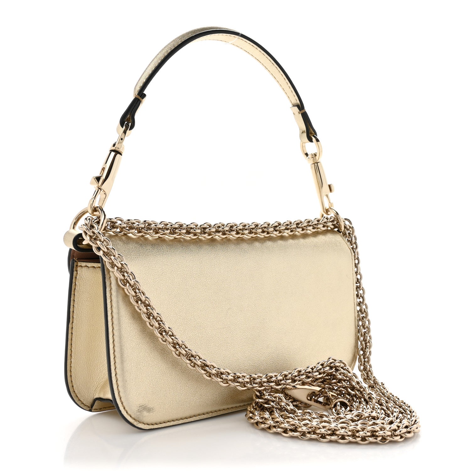 Valentino Garavani Metallic Calfskin Crystal Vlogo Small Loco Shoulder Bag Platino 3 of 11