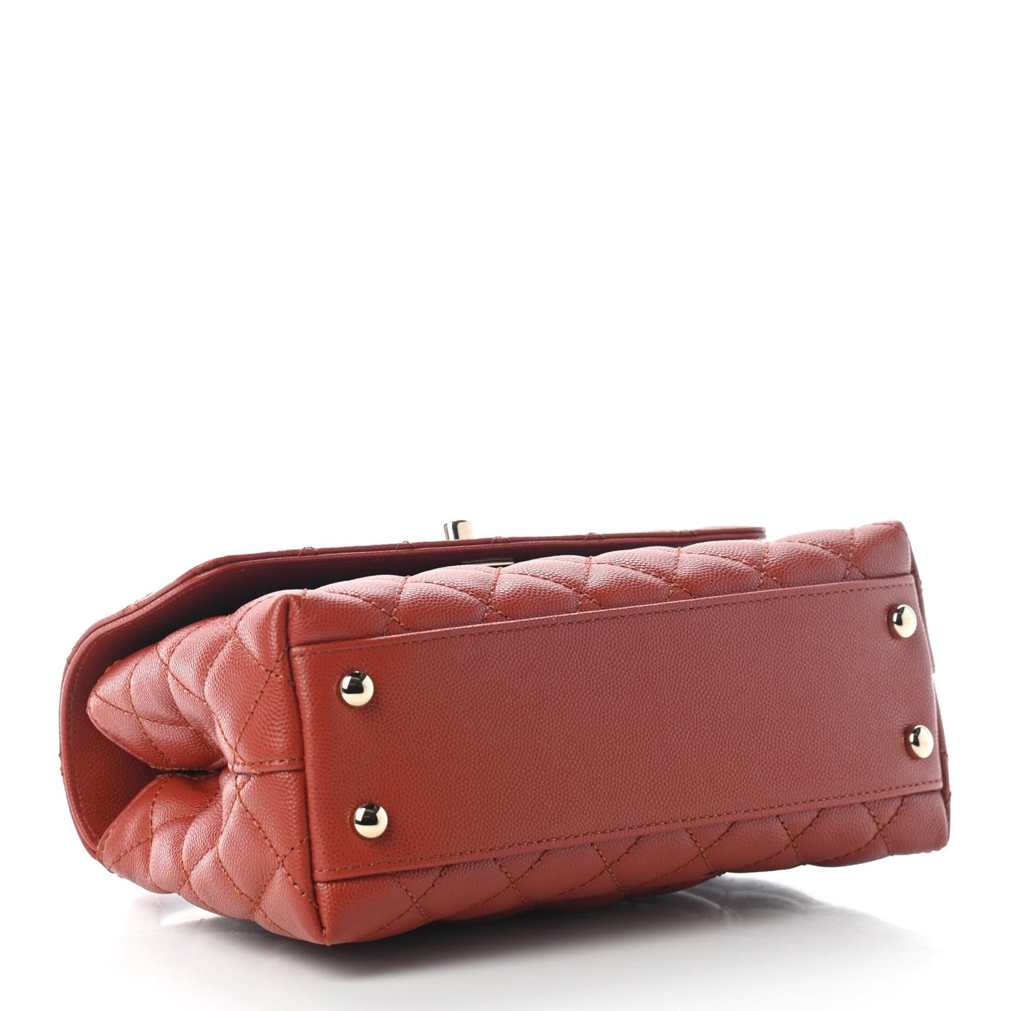 Caviar Quilted Mini Coco Handle Flap Brown