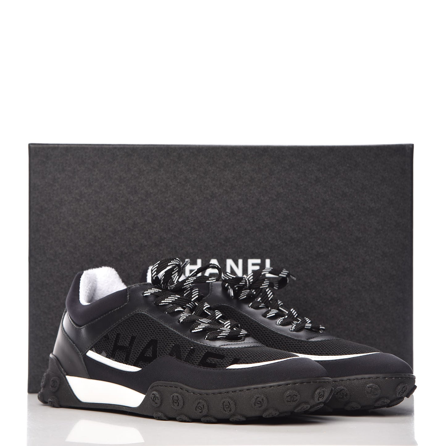Calfskin Mesh Lycra Sneakers 41 Black