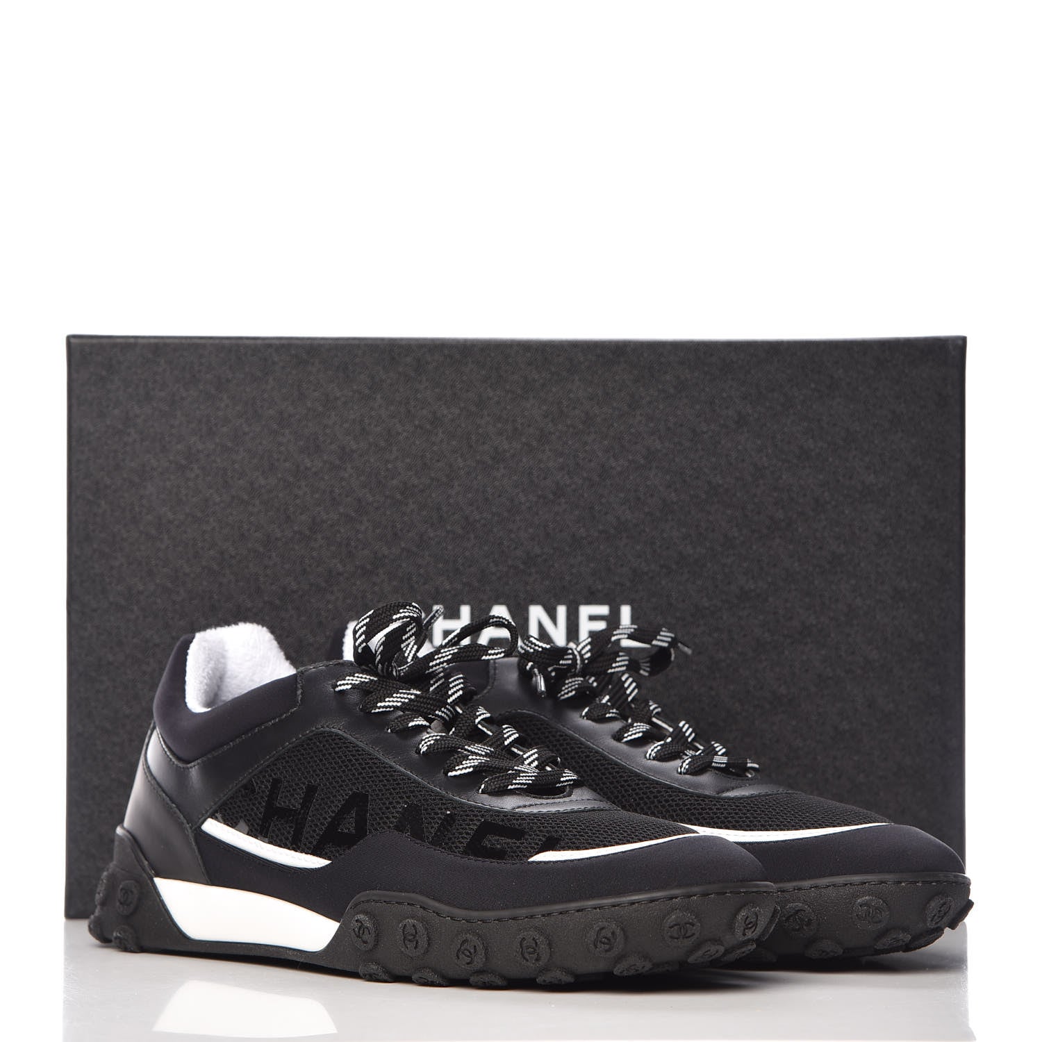 Chanel Calfskin Mesh Lycra Sneakers 41 Black 9 of 9