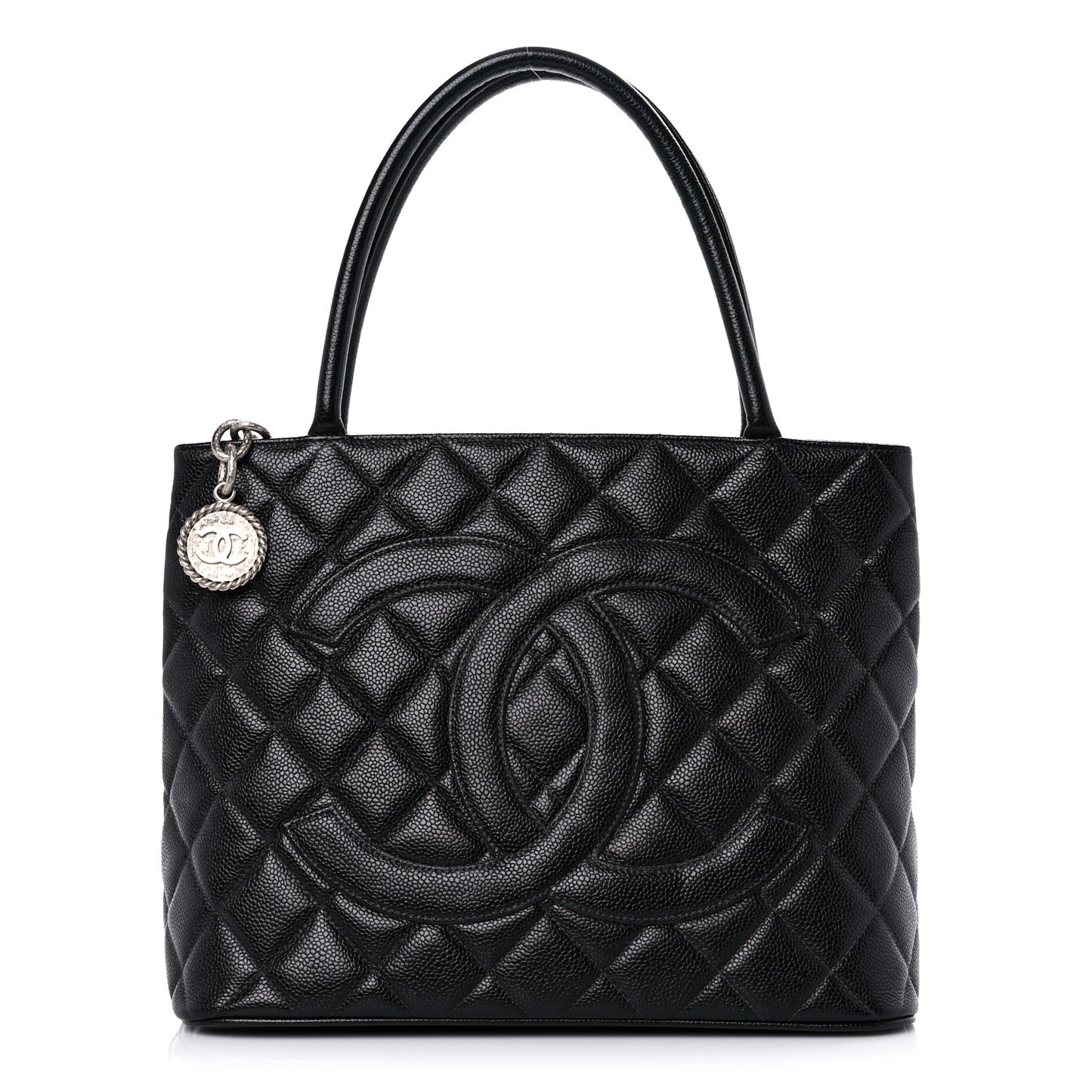 Caviar Quilted Medallion Tote Black