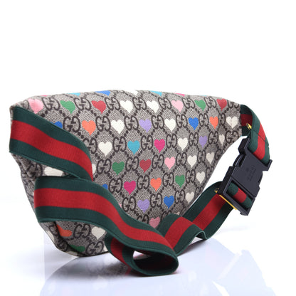 Gucci Soft GG Supreme Monogram Hearts Web Childrens Belt Bag Beige Ebony Multicolor Freesia 3 of 10