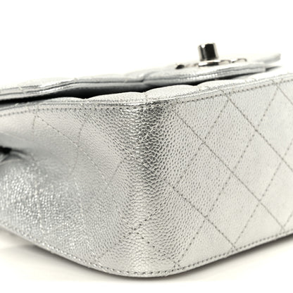 Chanel Metallic Caviar Quilted Mini Square CC Slide Flap Silver 10 of 12